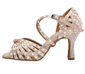 Professional Latin Dance Shoes Women Ballroom Free Rhinestone Chacha Salsa Jazz Jive Performance Practice Dance Heels