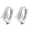 Trendy Women S925 Sterling Silver CZ Zircon Round Hoop Star Charm Huggie Earring Wholesale
