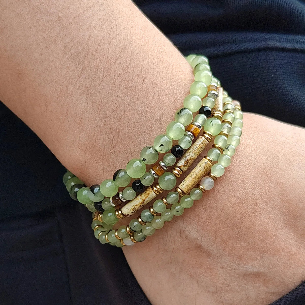 New Design OEM Custom Design Natural Stone Bracelet Stainless Steel Elastic Bracelet Stone for Men Women