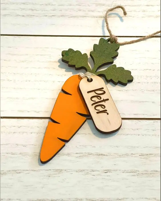 Laser Cut Custom Individualized Easter Basket Tag Easter Ornament 3D Carrot Tag Easter Decoration Gift Tag