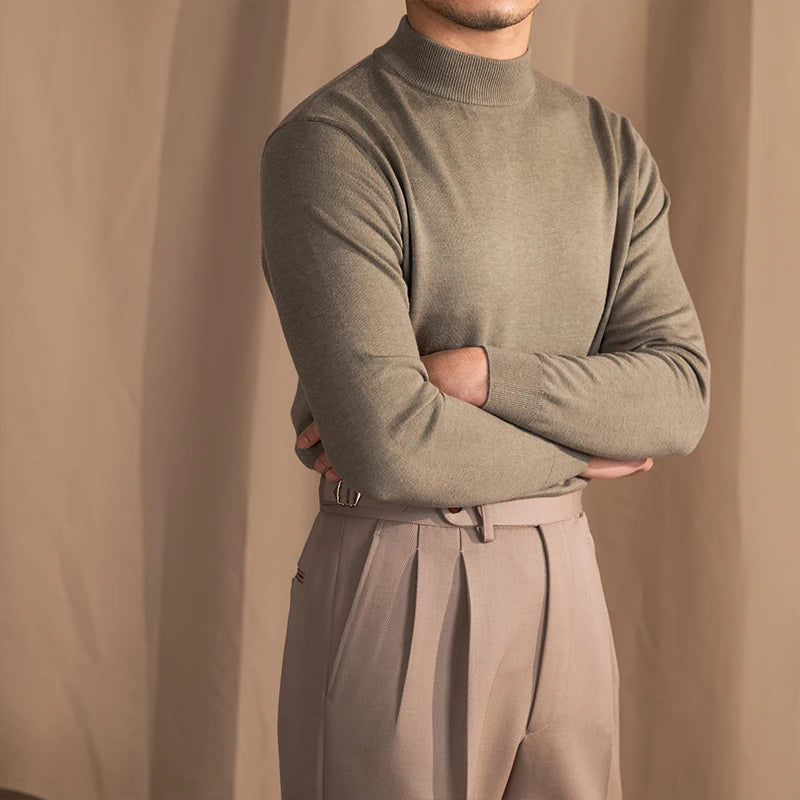 Men's Trendy Slim-Fit Wool Sweater Soft Waxy Knitted Long Bottom All-Match Custom Knit Winter Sweater