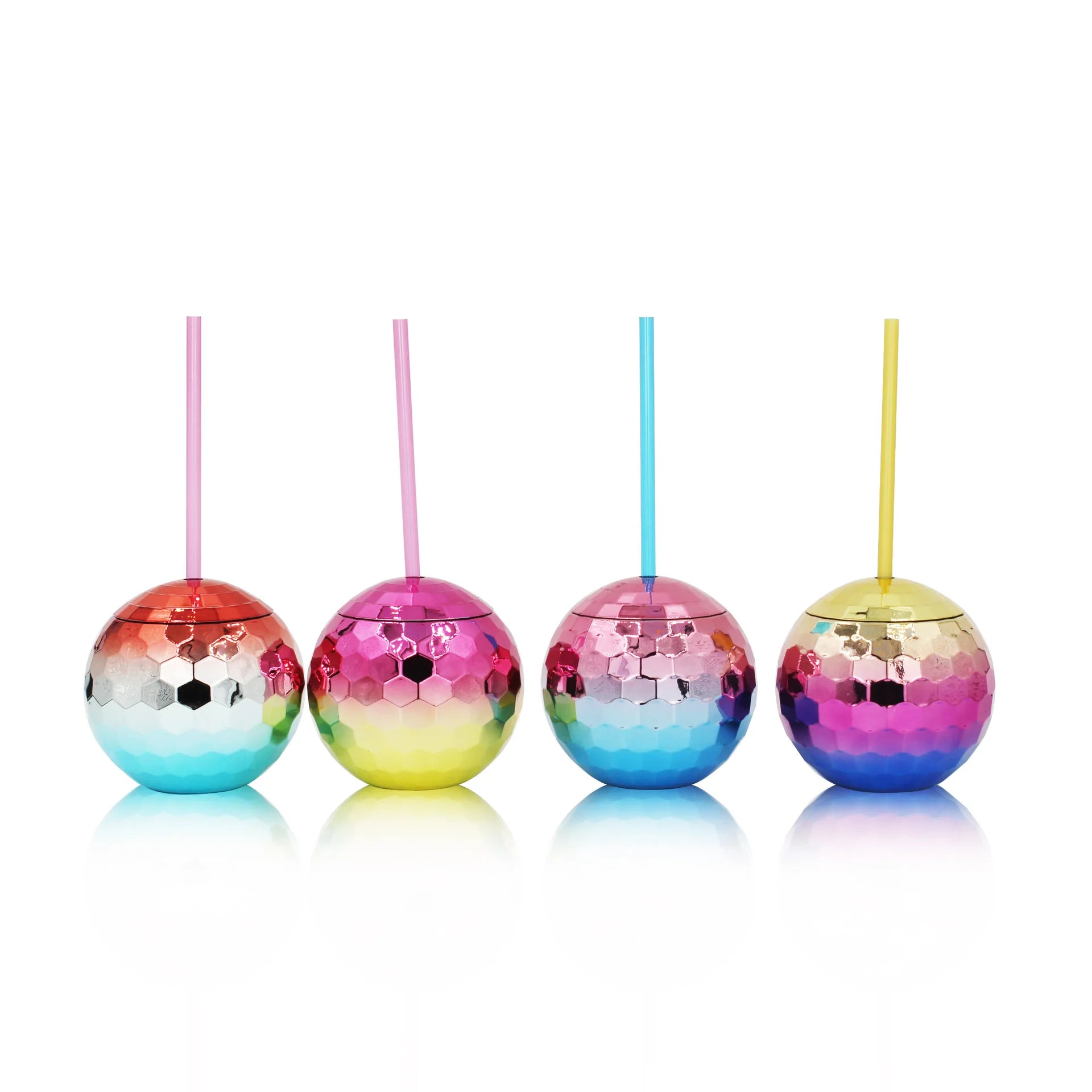 Electroplate Party Discoball pink Gold 20oz 600ml Disco Ball Plastic Water Drinking Juice Yard Cup