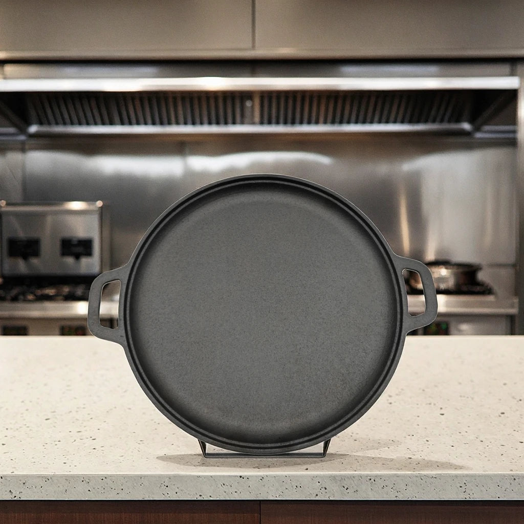 Cast Iron Roasting Grill Pan Nonstick Coating Round Metal Frying Baking Pan for Home Kitchen Camping Restaurant Use Oven