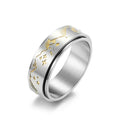 European and American Luxury Stainless Steel Jewelry Rings Gold Star Pattern Double Layer Titanium Steel Rings for Men