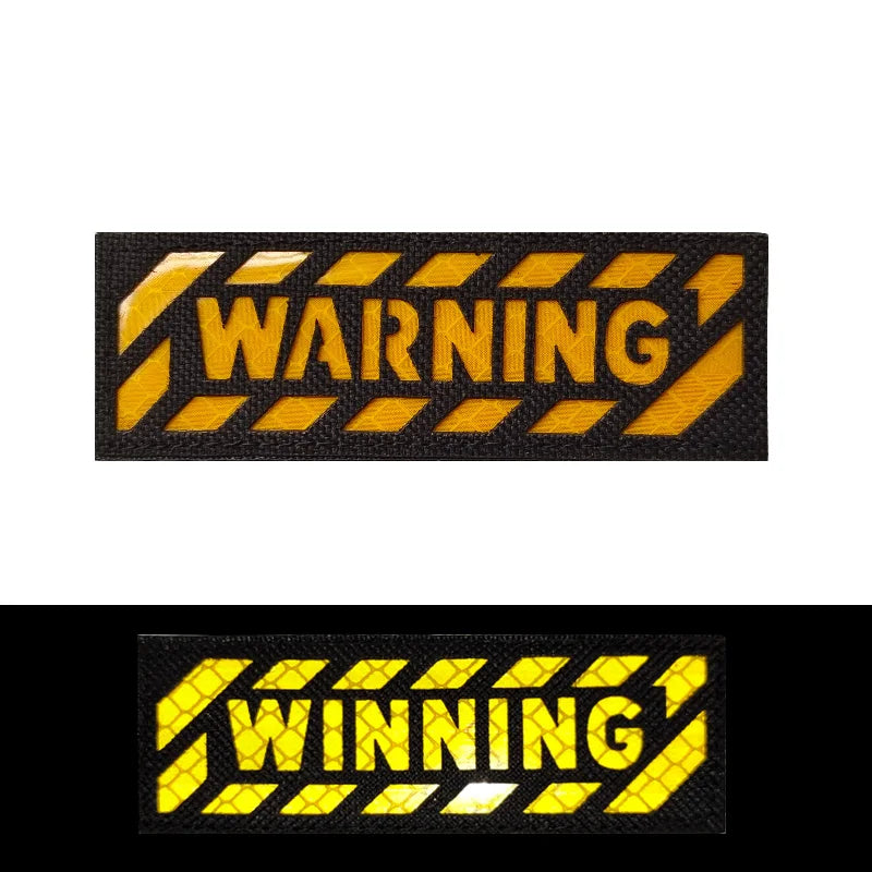 Infrared Reflection Eco-Friendly Canvas Fabric Resin Hook and Loop Backing Sew-On Sequins Warning Patch Yellow