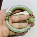 Homemade Chakra Spiritual Healing Crystal Natural Green Jade  Charm Bracelet Bangles for Release the Mood