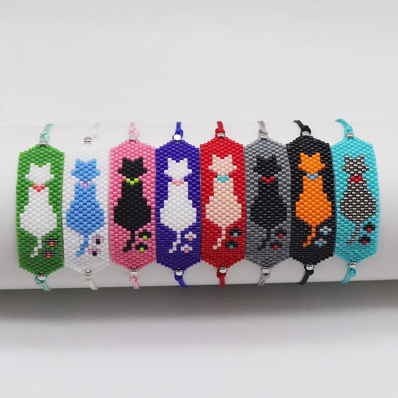 Wholesale Boho Bracelet Charm Luxury Designer Fashion Animal Bracelet for Girl Handmade Colorful Cat Animal Adjustable Bracelets