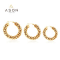 Ason Hot Selling High Quality Stainless Steel 18k Gold Plated Earrings Fashion Jewelry Personality Gift Hoop Earrings for Women