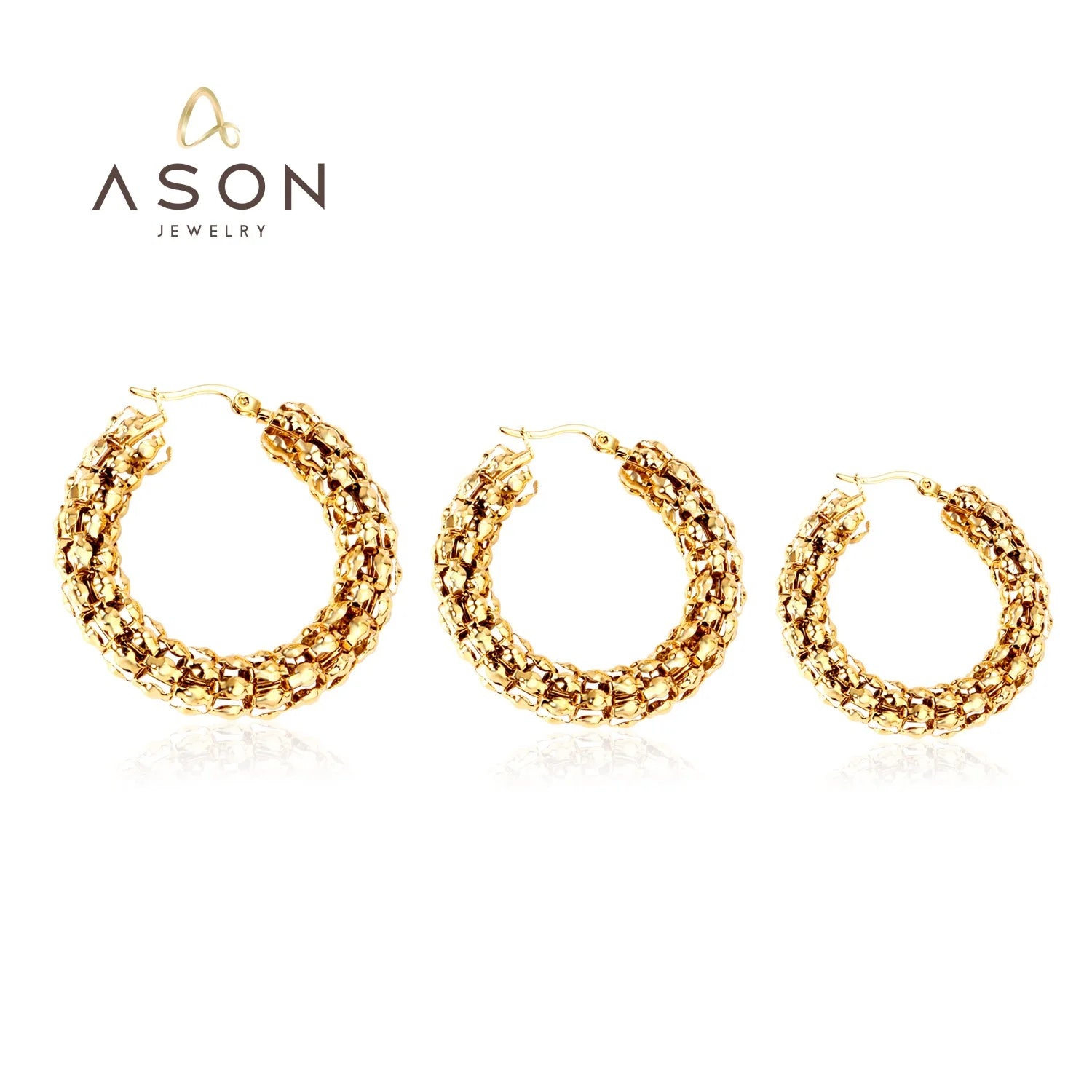 Ason Hot Selling High Quality Stainless Steel 18k Gold Plated Earrings Fashion Jewelry Personality Gift Hoop Earrings for Women