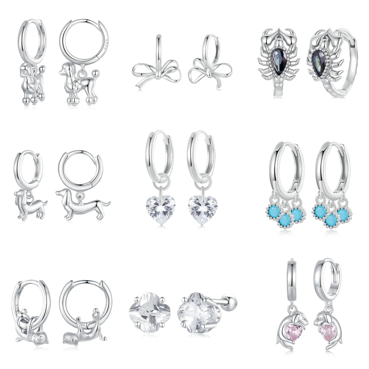 Stud Earrings Bulk Buy  S925 Sterling Silver Zircon Stud Earrings Hypoallergenic Minimalist Jewelry for Women Girls Everyday