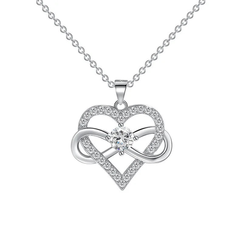 SPJ Wholesale Valentine's Day Romantic Silver Infinity Women Jewellery 925 Sterling Silver Love Shape Necklace for Women
