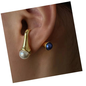 Fine Jewelry Earrings Layer Wear Natural Stone Pearl Earrings Fashion 18k Gold Plated Jewelry Earrings for Women