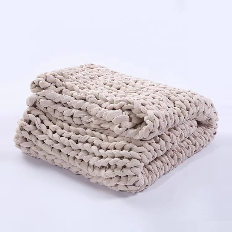 Custom Large Luxury Throw Chunky Knitted Chunky Organic Cotton Weighted Blanket