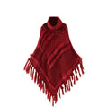 Wholesale Trendy High Collar Women's Acrylic Color Blocking Warm Winter Color-Blocked Shawl with Long Tassel MegaBDM