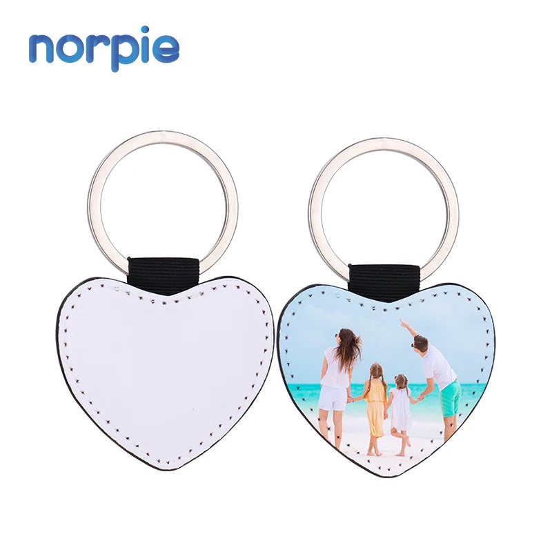 Popular Sublimation Blank Double Sided Printing PU Heart Leather Keychain