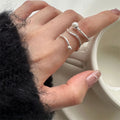 Fine Jewelry Multi-layer 925 Sterling Silver Pearl Ring for Women