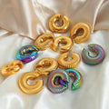 Hypoallergenic Stainless Steel 18K PVD Gold Plated Enamel Earrings Clip Non Pierced Hollow Ear Cuffs Earrings