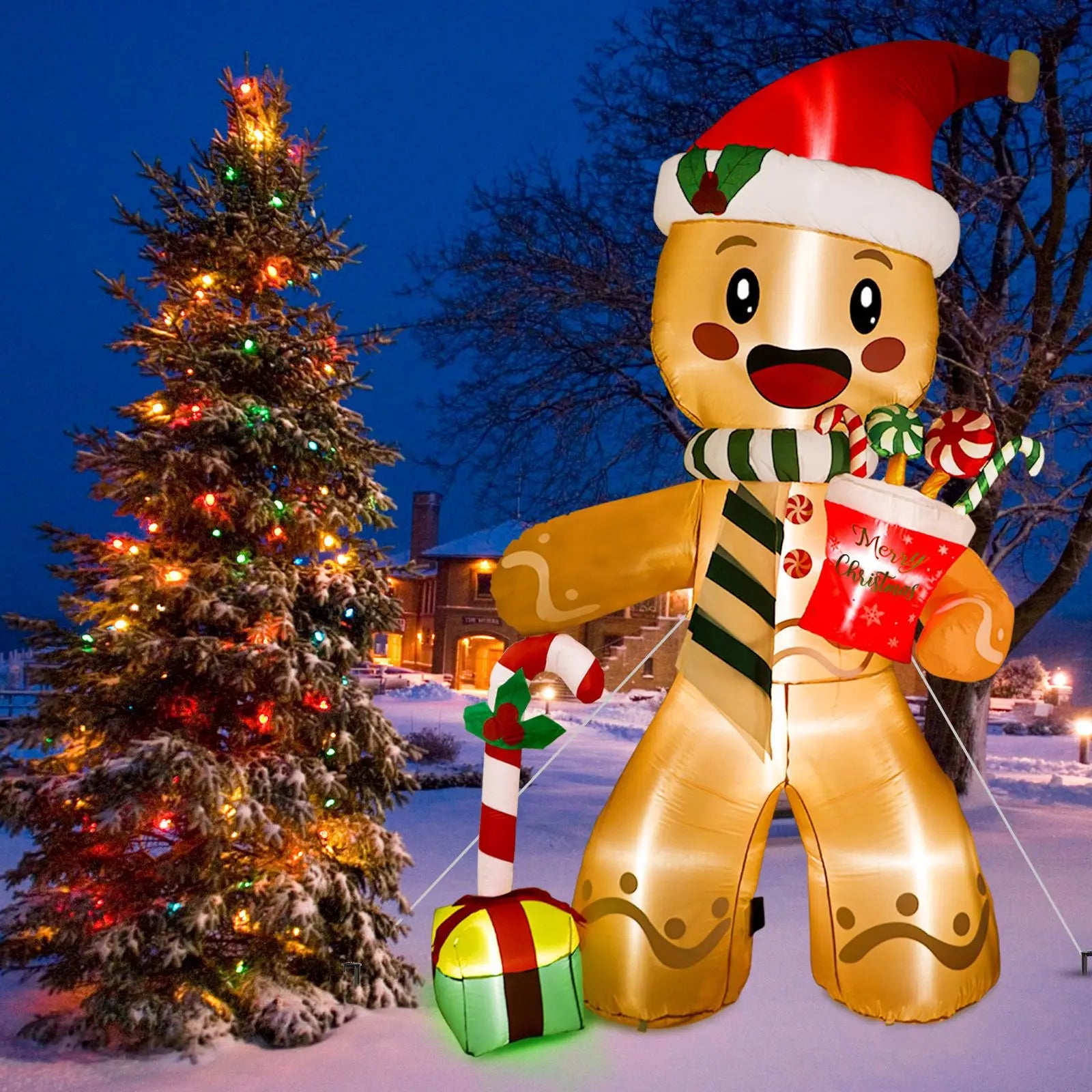 1.4m Low Outdoor Christmas New Year Decoration Christmas Inflatable Gingerbread