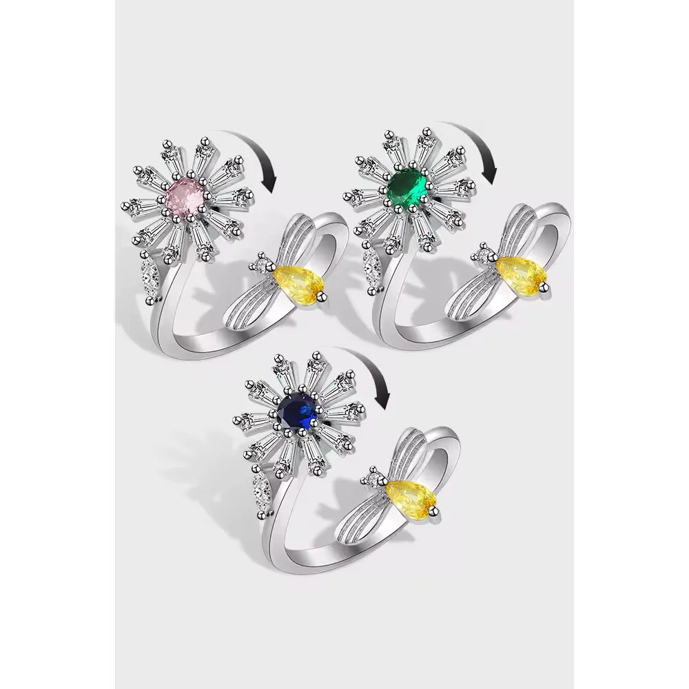 Hot Sale Fashion Ring Jewelry S925 Sterling Silver Sunflower Daisy Rotatable Ring Anti-anxiety Release Ring Women's Jewelry