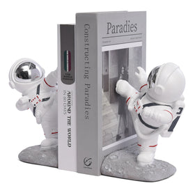 Kakizzy Custom White Resin Astronaut Statue Bookends Spaceman Bookshelf Gift Resin Figurine Decoration
