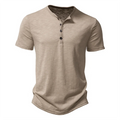 Henley Collar Summer Men Casual Solid Color Short Sleeve T Shirt for Men Polo Men High Qualitymens T Shirts
