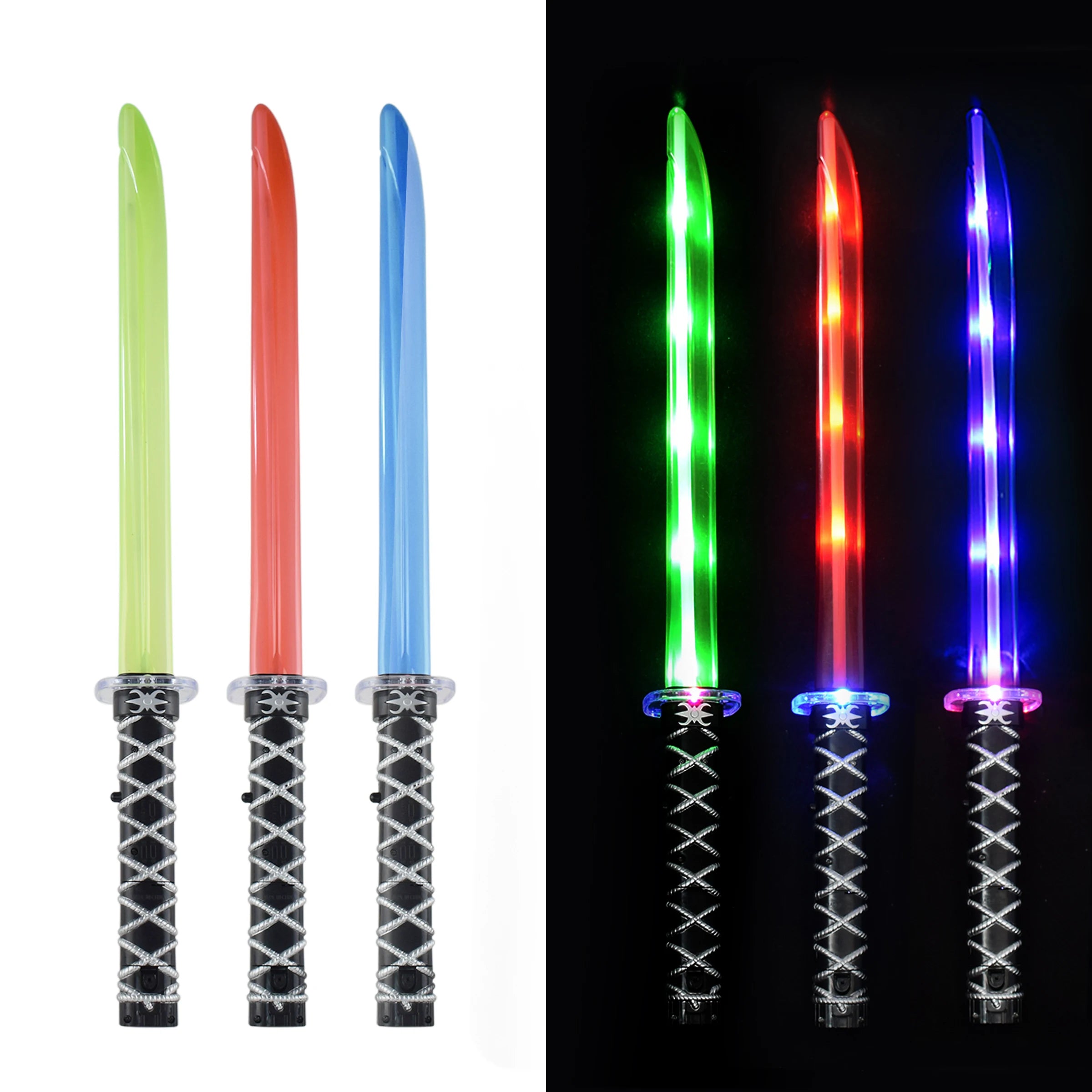 26" Light-Up Samurai Sword with Sound Lightsaber RGB LED Flashing for Kids Party Cosplay Christmas Decor Made of PVC & PS