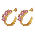 Zircon Pink Diamond Copper Patina Earrings With Fashion Trendy Copper and Silver Handmade Earrings Wholesale