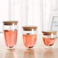 High Borosilicate Glass Heat-insulated Double Wall Glass Cup for Hot Coffee and Tea with Bamboo Lid MegaBDM