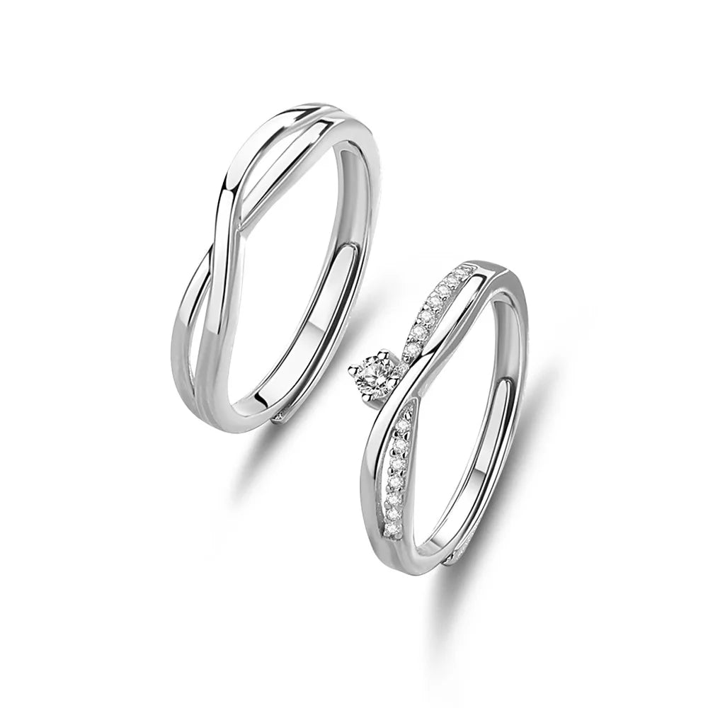 FDJZ-284 S925 Sterling Silver Couple's Ring Diamond Men and Women One Couple Rings Simple