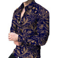 New Arrival Top Fashion Long-Sleeved Professional Casual Shirt for Men Turn-down Collar Floral Printed XL 100% Polyester
