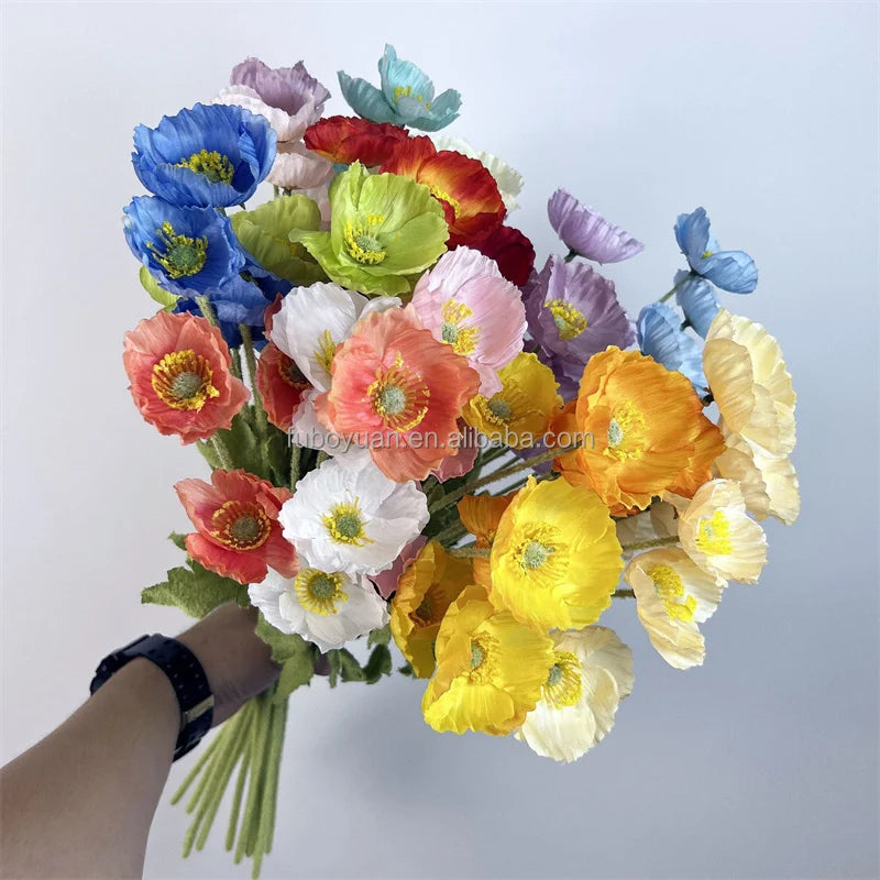 Wholesale Artificial Silk Corn Poppy Flowers for Wedding and Christmas Decor-90cm Length