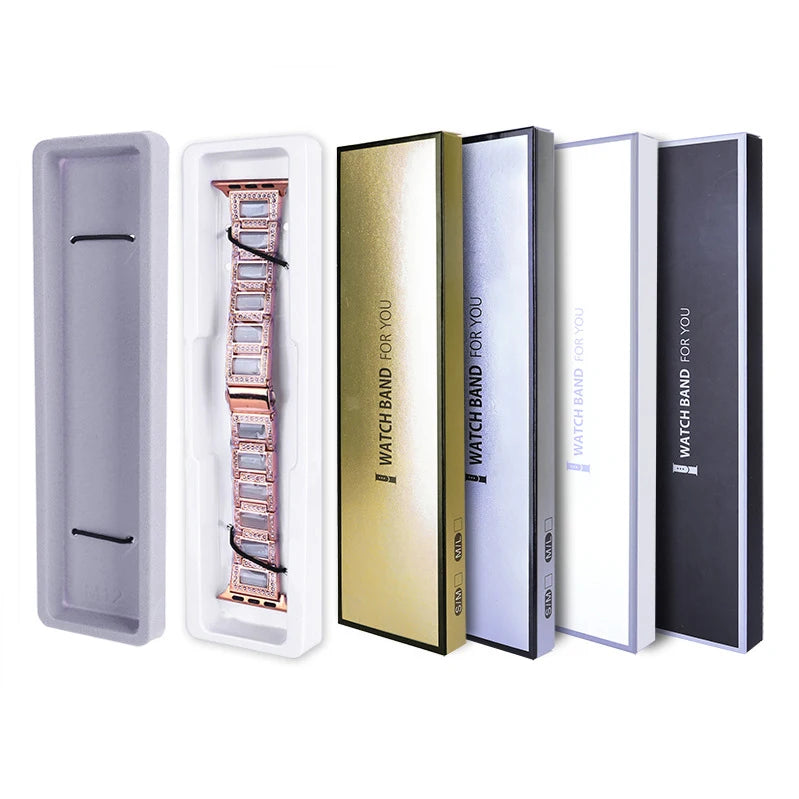 Wholesale Custom Logo Recycled Watch Strap Package Box for Smart Watch Band Case Packaging with Flocking Padding