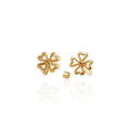 New Design Hollow Four-leaf Clover Stud Earrings Real Gold Plated Brass Trendy Exquisite Small Unisex Third Party Certified