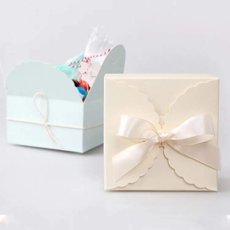 Custom Shape and Logo Folding Cosmetic Jewelry Kraft Paper Candy Gift Boxes Packaging Paper Box With Ribbon