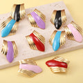 Summer Accessories Retro Dripping Oil Geometric Stainless Steel Earrings Light Luxury Premium Earrings Female Wholesale