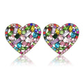 Colorful Sparkling Rhinestone Heart Stud Earrings Lovely Small Crystal Heart Shape Earrings Fashion Jewelry for Women
