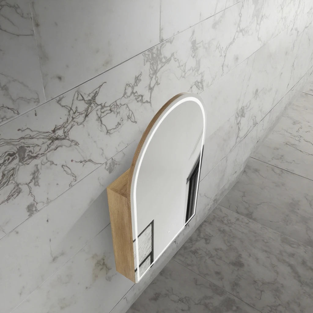 New Fashion Customize Color Black White Oak Smart  Glass Touch Screen  Bathroom  Intelligent  LED Shaving Mirror Cabinet