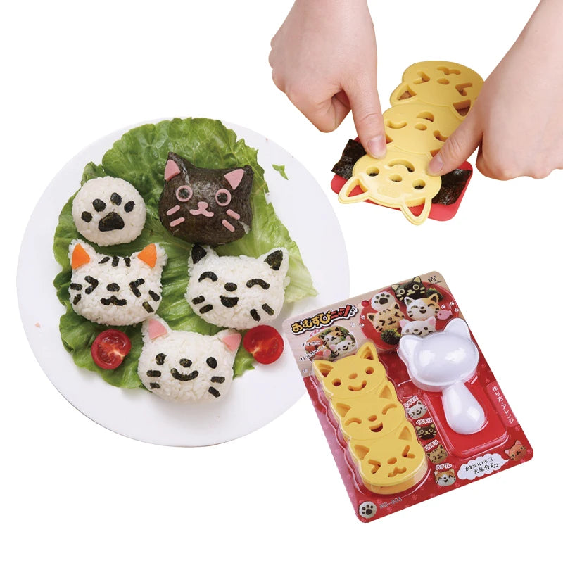 Sushi Maker Onigiri Mold Cartoon DIY Rice Ball Mold Kitchen Tools Porphyra Rice Bento Mold
