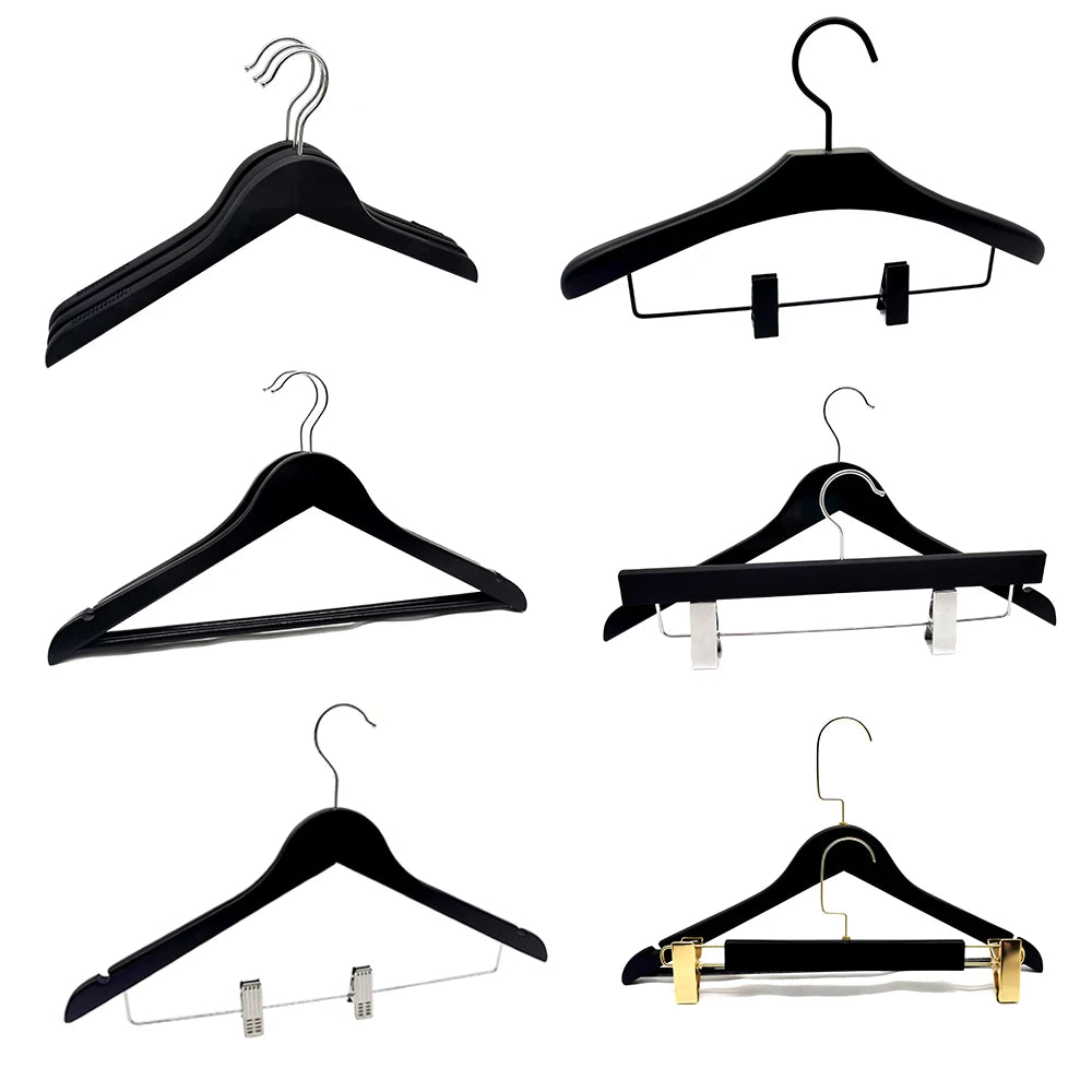 Win Win High Quality Black Lotus Wood Multifunctional Non-Slip Single Tier Coat Hanger for Clothing Tools Wardrobe Living Room