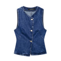 2025 Summer Girls Denim Suit New Fashion Casual Denim Women Pants Suit Handsome Women Denim Vest