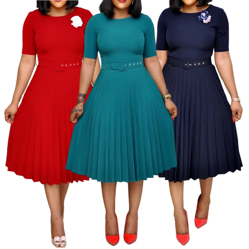D049L New Arrival Summer Dresses Women Casual Elegant Short Sleeve Africa Ladies Office Dress Plus Size Career Dresses for Women