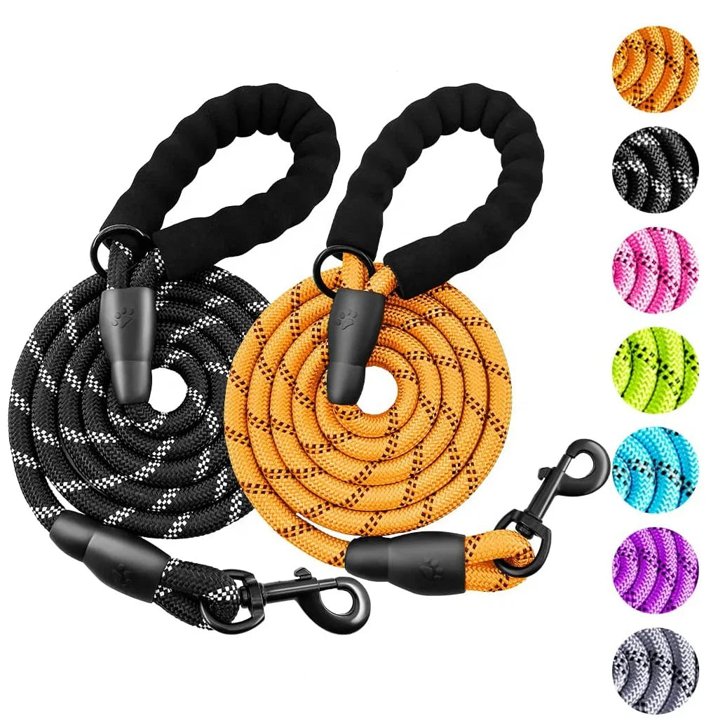 Reflective Nylon Heavy Rope Dog Leash Top Seller 1.5m/2.0m/3.0m Opp Bag Reflective Strips Pet Walk Running Striped 50pcs