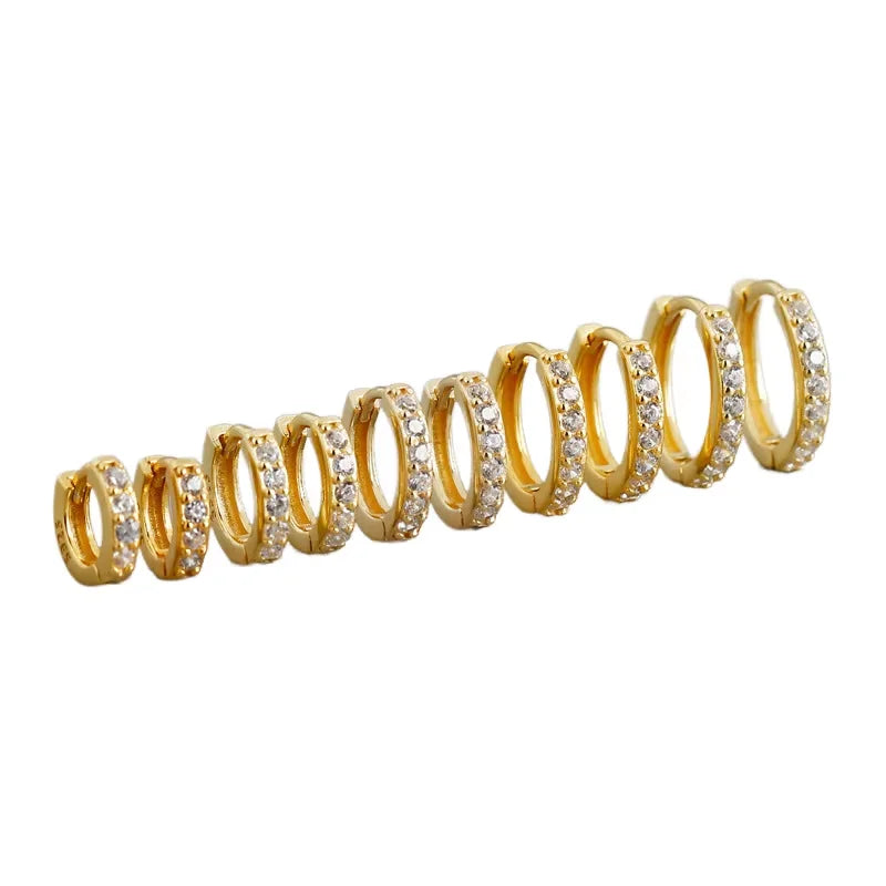 2025 Unique Gothic Simple White Zircon Hoop Earrings 925 Real Sterling Silver Gold Plating Wedding Party Jewelry for Women Men