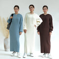 2024 New Style Turkey Outer Hoodie Abaya Warm Wool Hooded Abayas for Winter Wholesale Modest Dress
