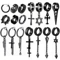 New Fashion Popular Stainless Steel Hip Hop Black Earrings Piercing Punk Combination Jewellery for Men Women Jewelry