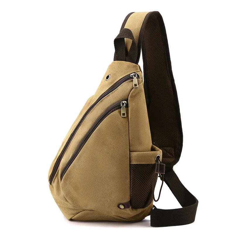 12oz Canvas Triangle Backpack for Men Fashion Sling Backpack