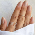 Women Dainty Moissanite Gem Gemstone Stones Stainless Steel Stacking Ring