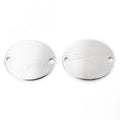 Wholesale Stainless Steel Charm Connector Flat Round 1/1 Loop Original Color 25x30mm Hole:Approx 1.5mm 10PCs/Bag 1138664