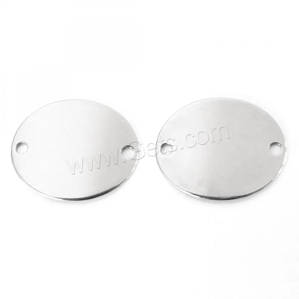 Wholesale Stainless Steel Charm Connector Flat Round 1/1 Loop Original Color 25x30mm Hole:Approx 1.5mm 10PCs/Bag 1138664