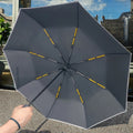 21-Inch 8K Automatic Open Close Umbrella with Reflective Strips Double Rib Sturdy Safe Design Modern Business Gifts Black Color